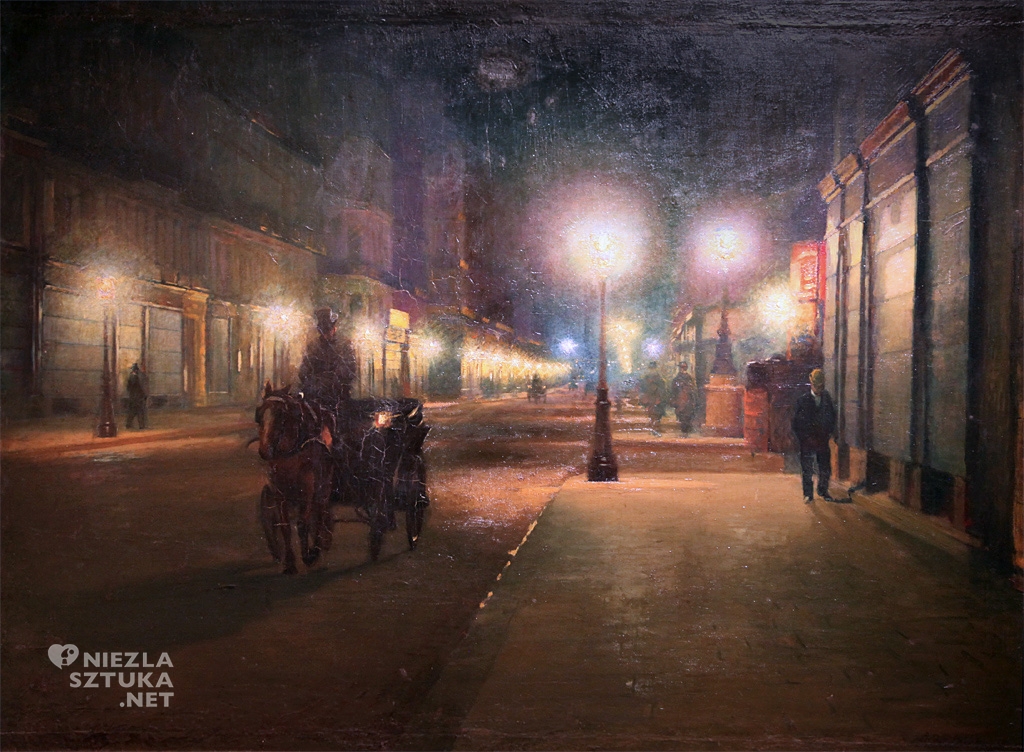 Ludwik de Laveaux, Paryż w nocy, malarstwo polskie, sztuka polska, Niezła Sztuka
