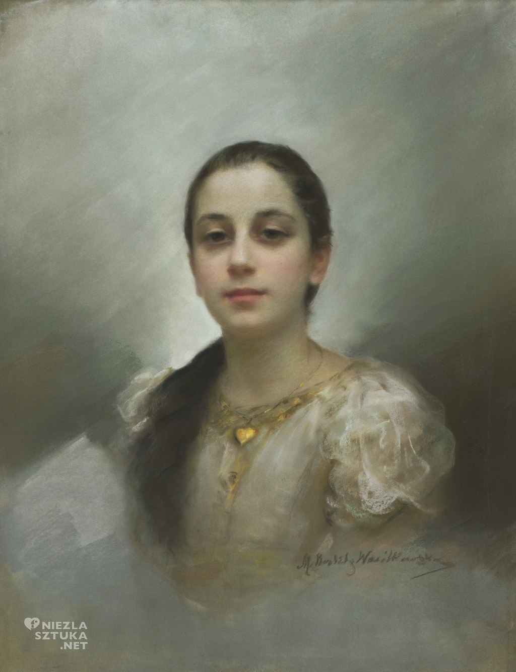 Maria Nostitz-Wasilkowska Portret młodej kobiety z wisiorkiem ze złotym serduszkiem | po 1892, MNW