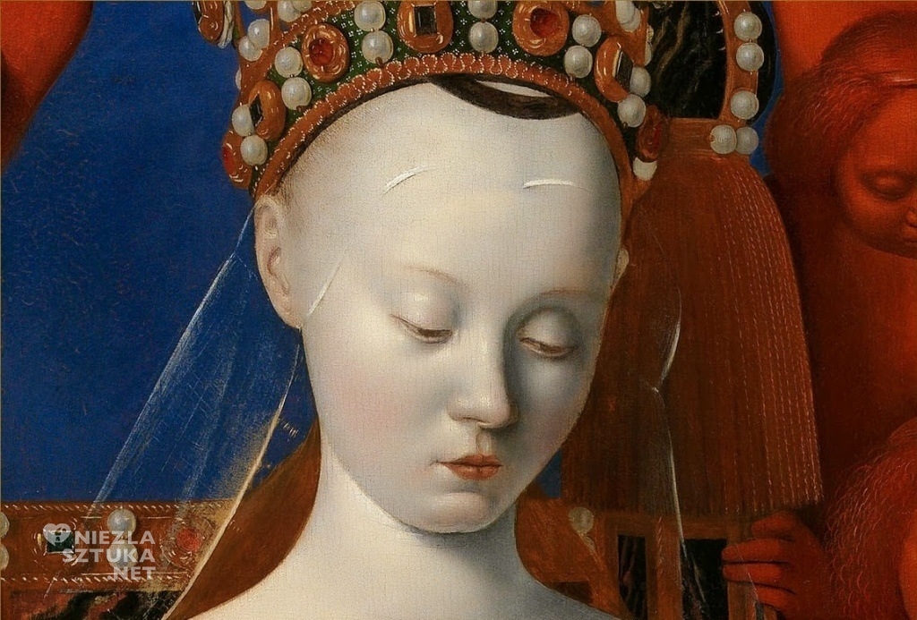 Jean Fouquet Dyptyk z Melun, Madonna z Dzieciątkiem wśród Aniołów (prawy panel) | ok. 1450, olej na desce, 94.5 cm x 85.5 cm, Royal Museum of Fine Arts, Antwerpia