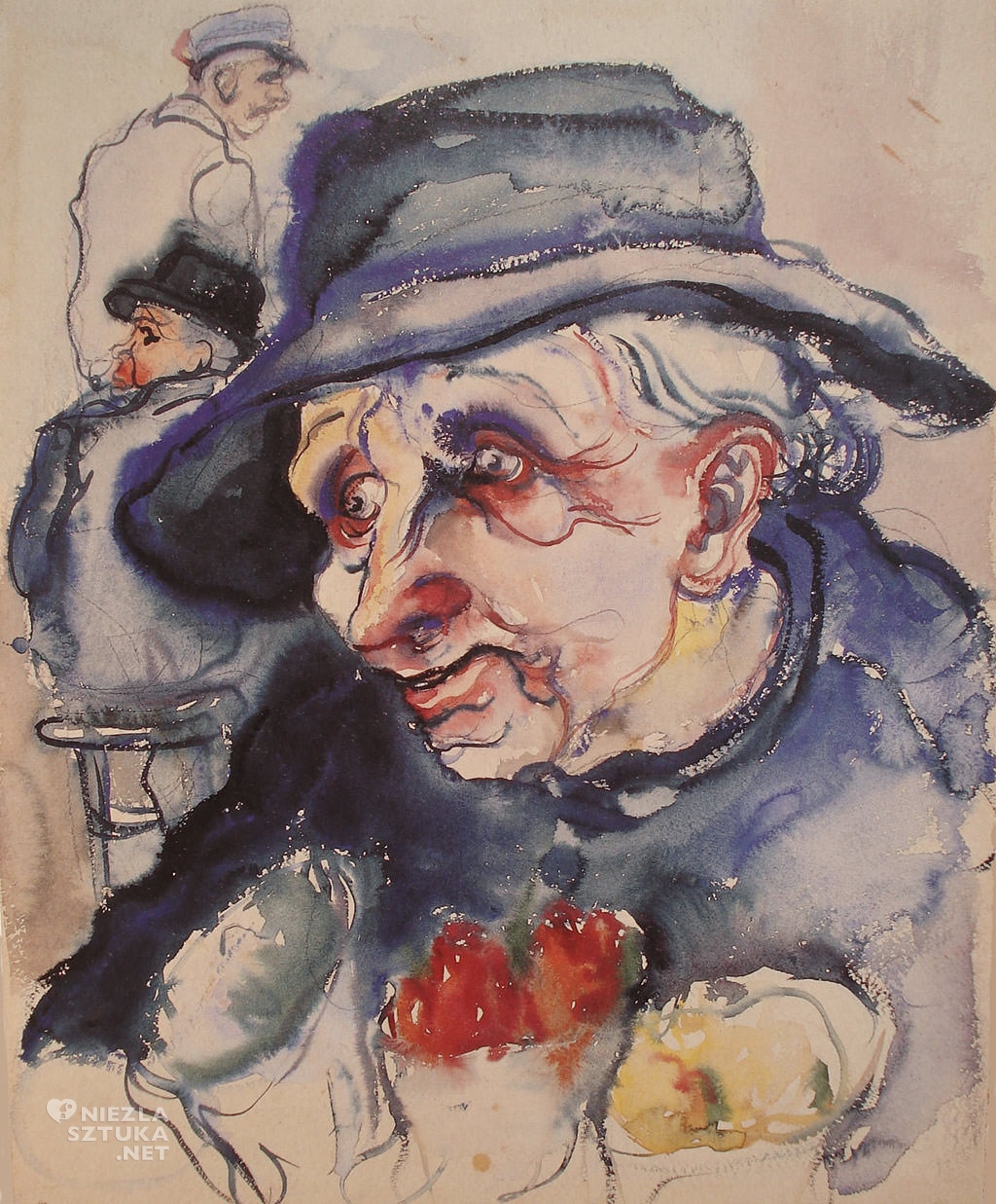Elfriede Lohse-Wächtler Kobieta Staruszka z kwiatami