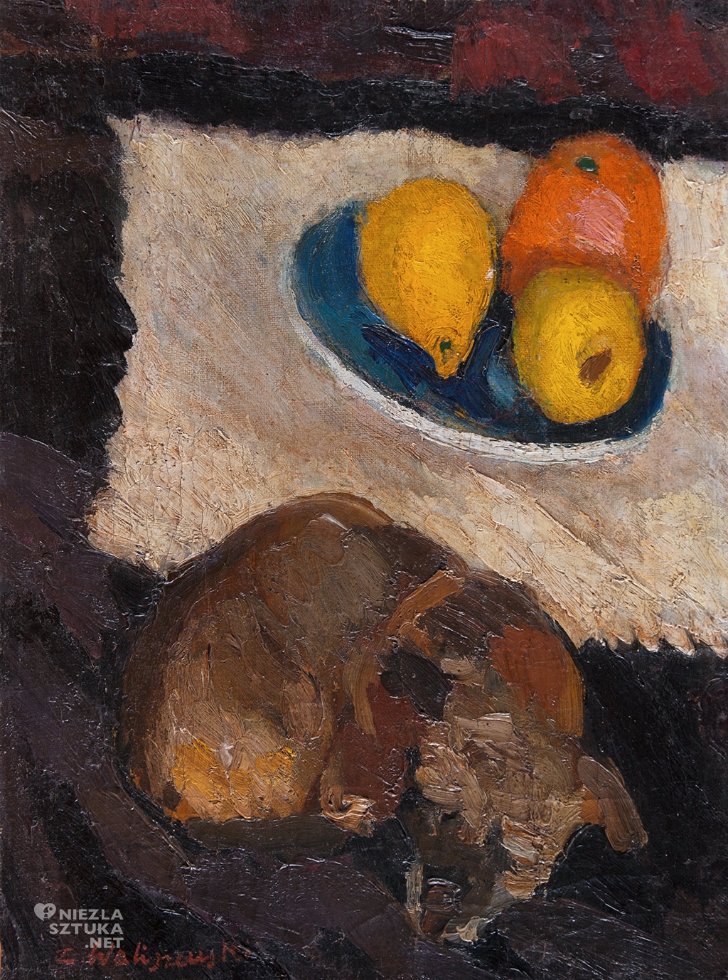 Zygmunt Waliszewski, Martwa natura z pieskiem | ok. 1925, Muzeum Narodowe w Kielcach