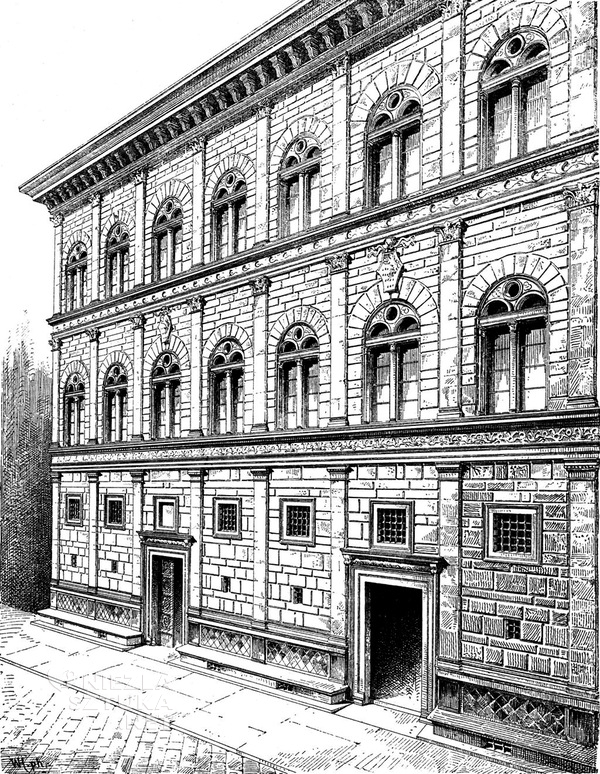 Rysunek fasady, W. Lübke, Max Semrau „Grundriss der Kunstgeschichte’’ | 1908, fot. wikipedia.org