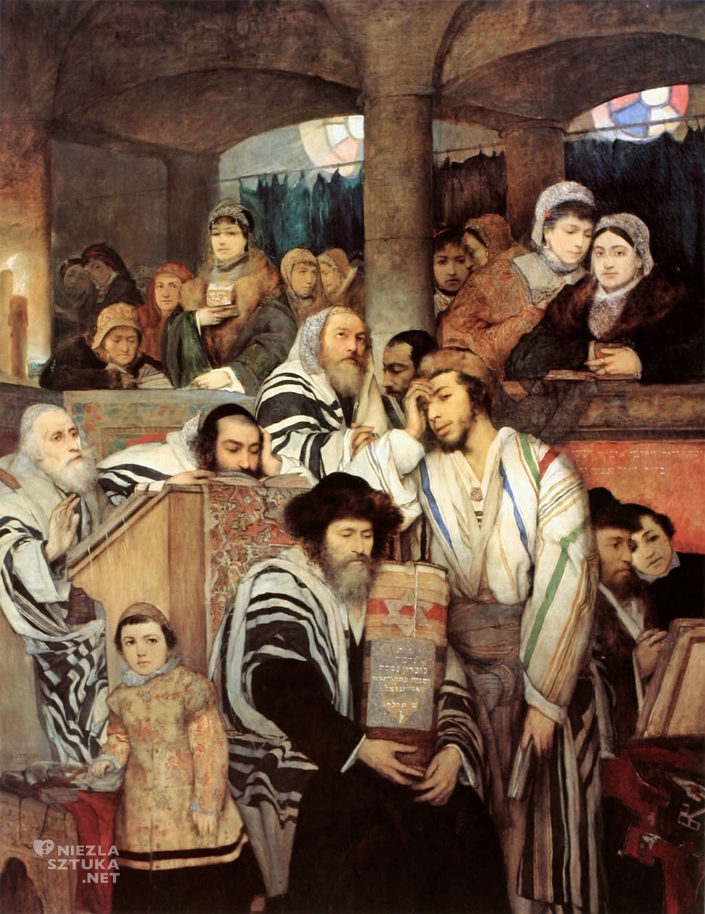 Maurycy Gottlieb Żydzi modlący się w synagodze