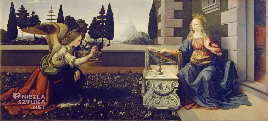 Leonardo da Vinci, Andrea del Verrocchio, Zwiastowanie, sztuka włoska, renesans, Niezła sztuka