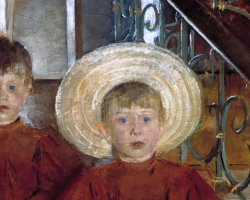 Olga Boznańska, Dwoje dzieci na schodach, Dzieci siedzące na schodach, sztuka polska, malarstwo polskie, Niezła sztuka