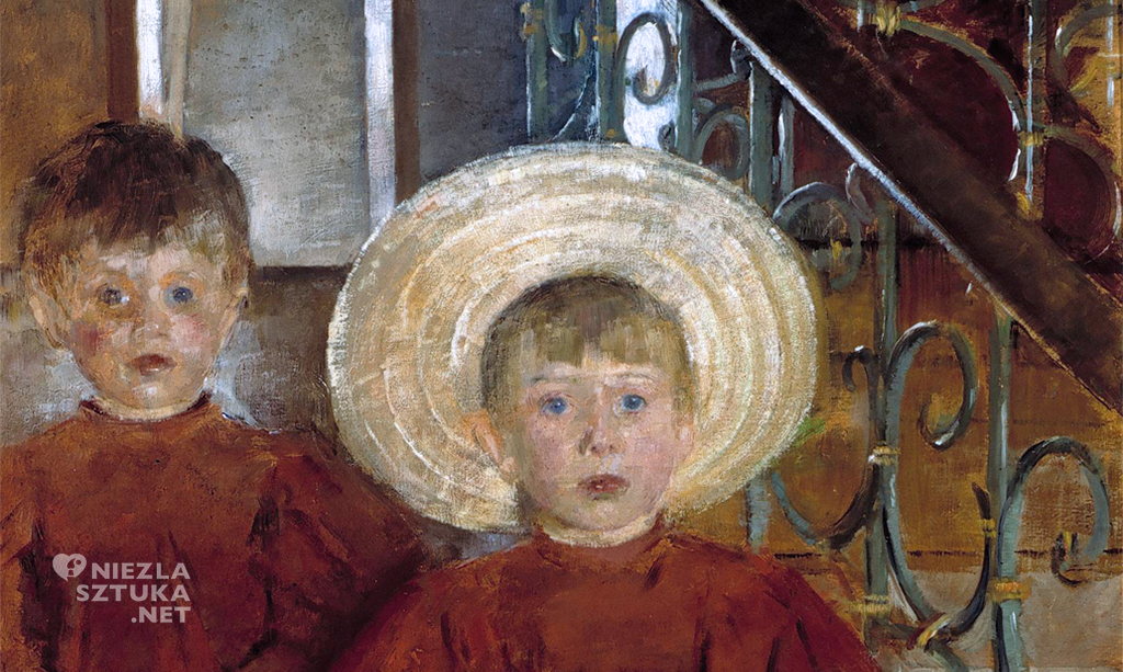 Olga Boznańska, Dwoje dzieci na schodach, Dzieci siedzące na schodach, sztuka polska, malarstwo polskie, Niezła sztuka