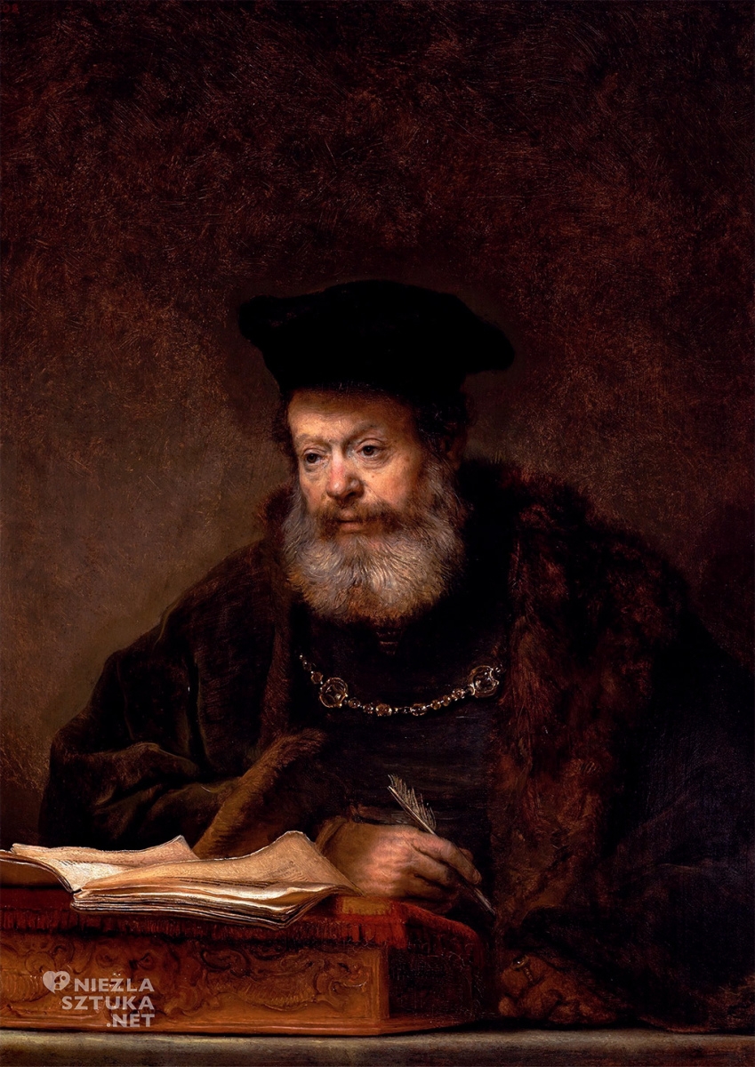 Rembrandt, Uczony przy pulpicie, malarstwo holenderskie, Niezła Sztuka