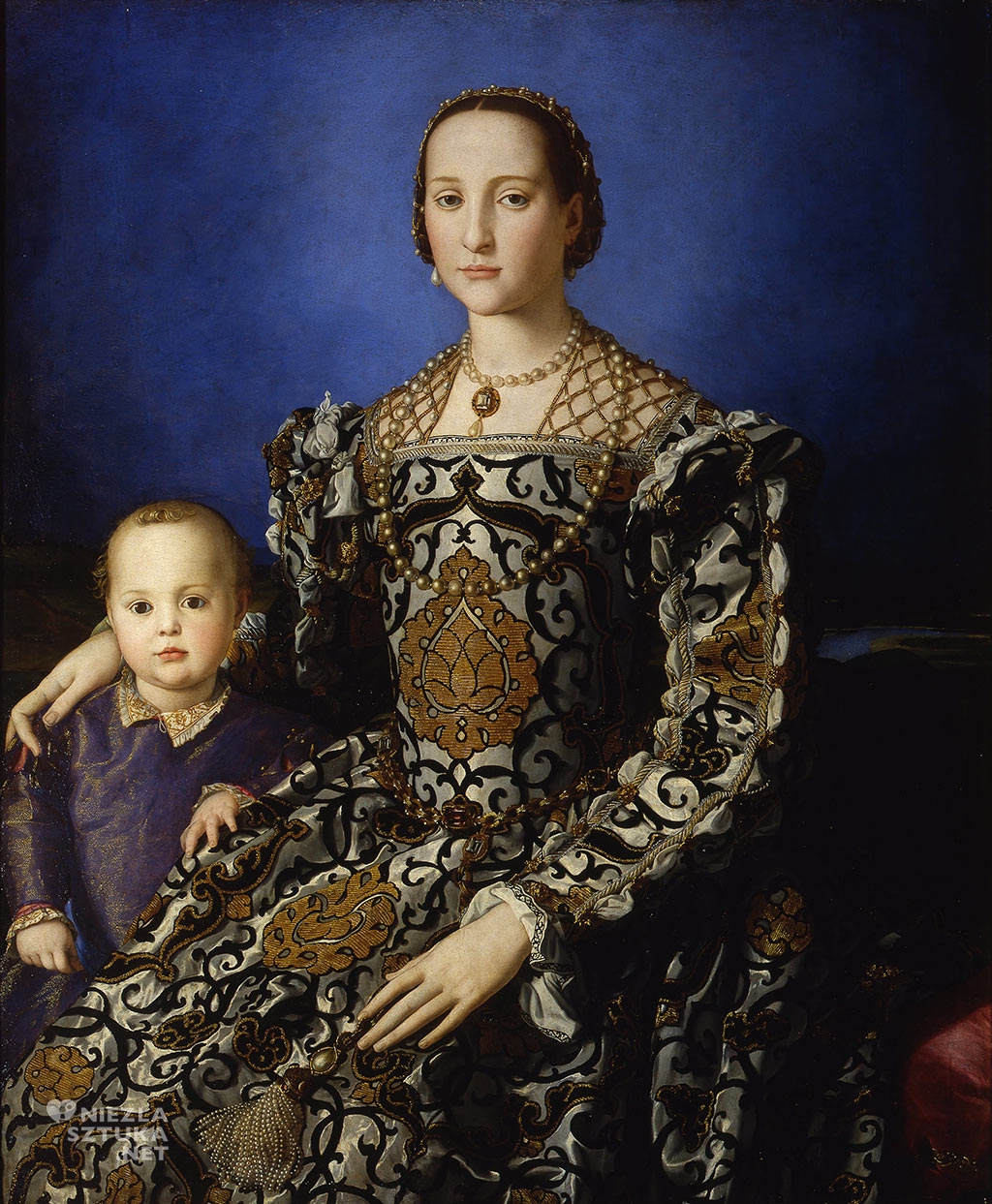 Agnolo Bronzino, Portret Eleonory Toledańskiej z synem Janem, ok. 1545 olej na desce, 115 × 96 cm, Galeria Uffizi, Florencja, Niezła sztuka