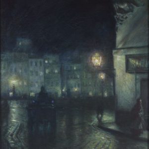 Józef Pankiewicz, Rynek Starego Miasta w Warszawie nocą, weduta, sztuka polska, malarstwo polskie, Niezła sztuka