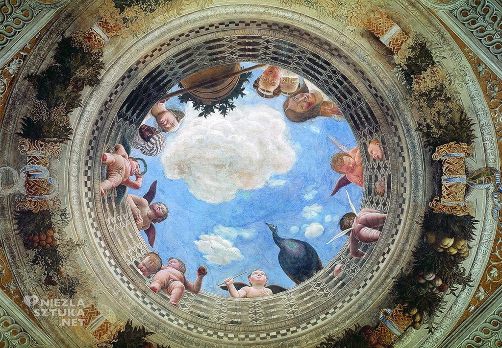 Andrea Mantegna, Palazzo Ducale, oculus, fresk, Ducal palace, sztuka włoska, iluzja, Niezła sztuka