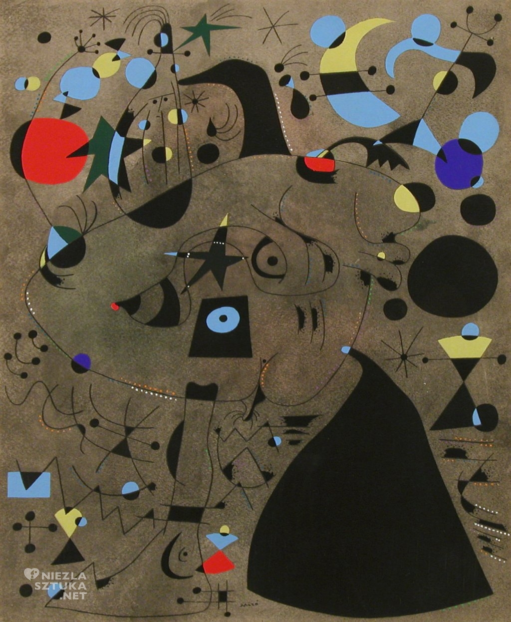 Joan Miró, Kobieta w nocy, sztuka hiszpańska, abstrakcja, Niezła Sztuka