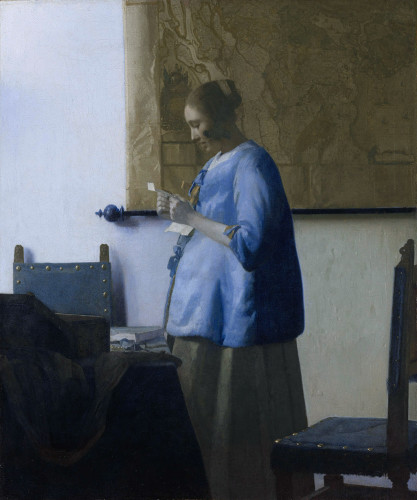 Johannes Vermeer, Kobieta w błękitnej sukni (Czytająca list), malarstwo niderlandzkie, Niezła sztuka