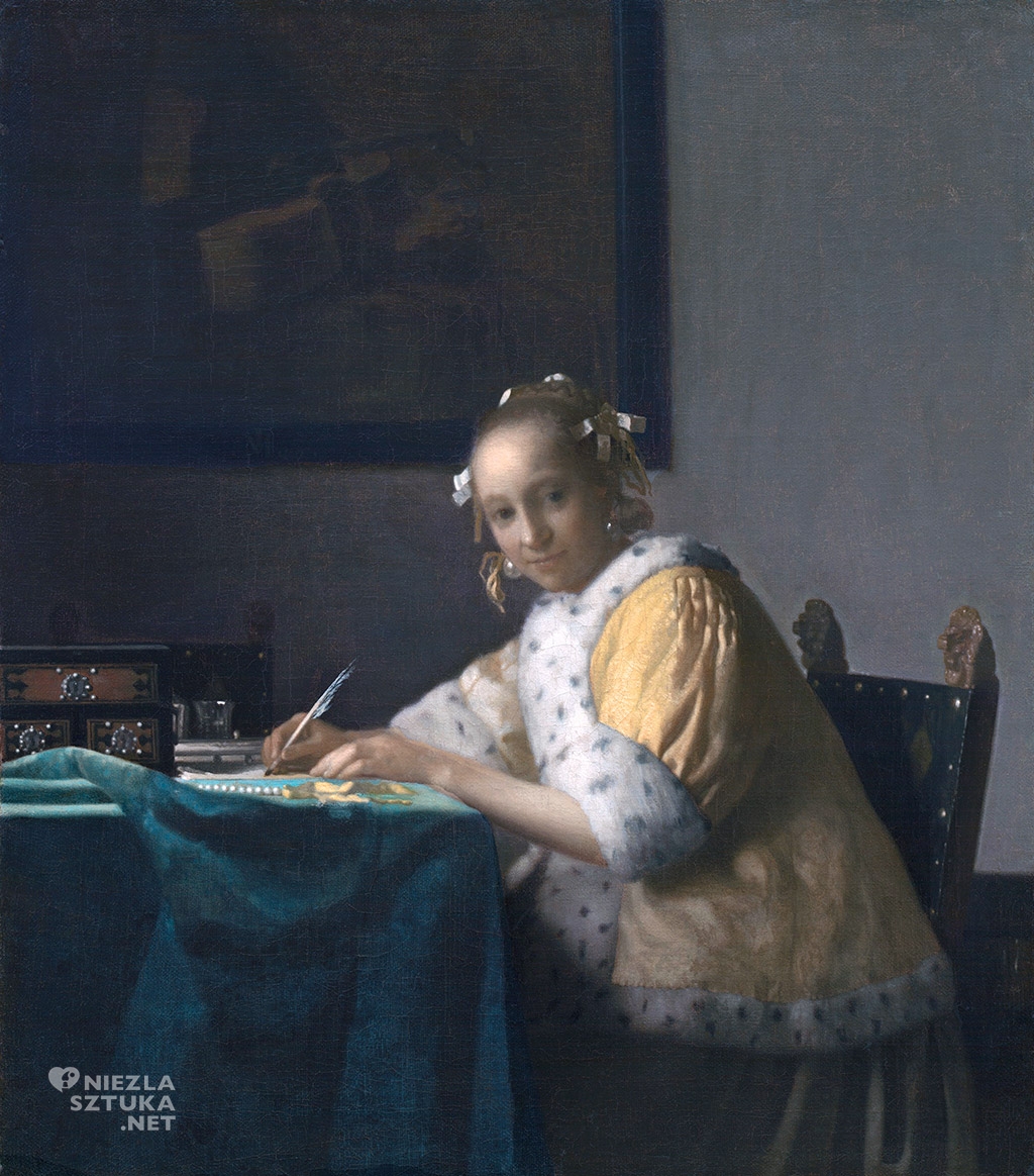 Johannes Vermeer, Dziewczyna piszcząca list, malarstwo niderlandzkie, Niezła Sztuka