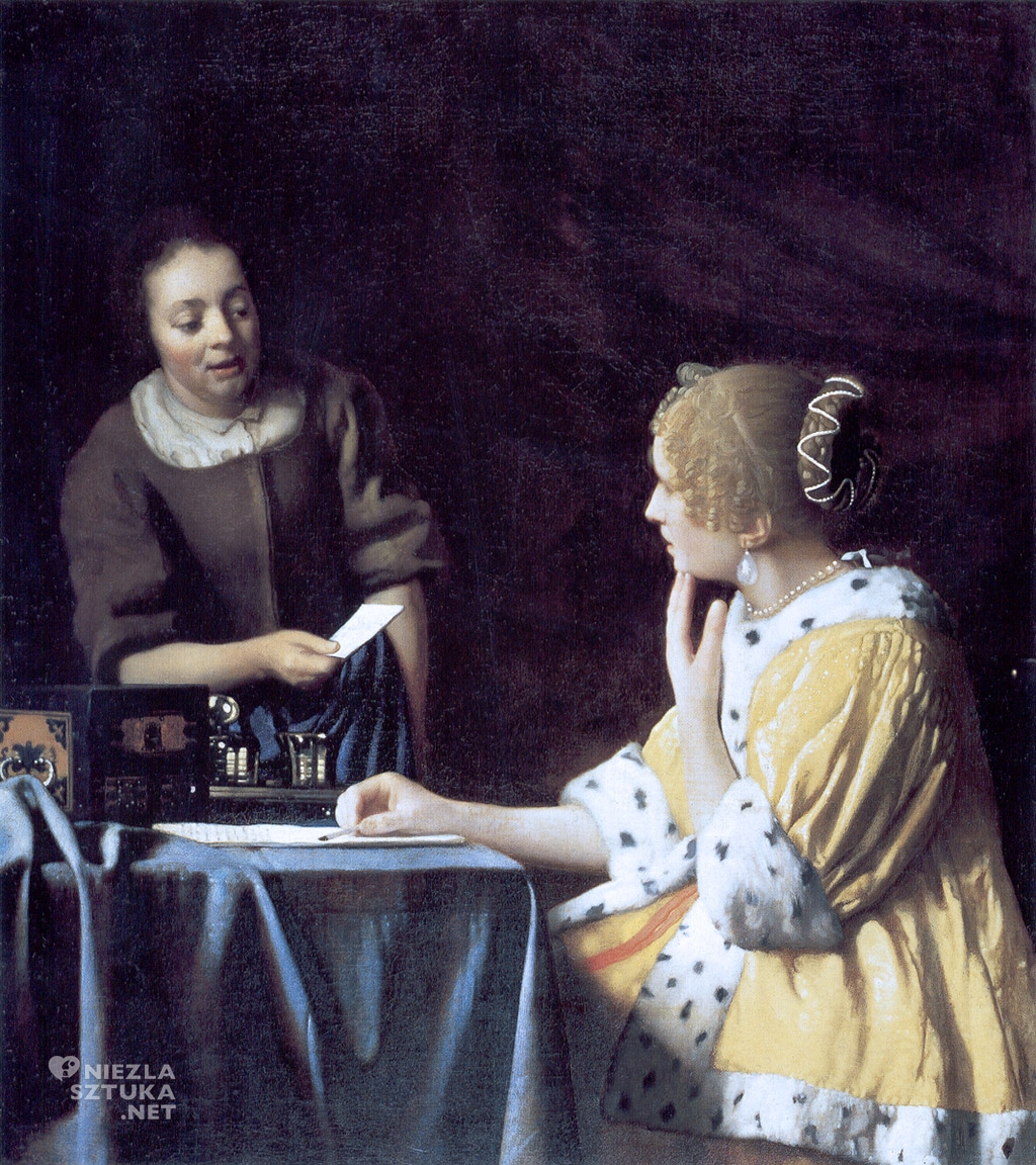 Johannes Vermeer, Dama z pokojówką, malarstwo niderlandzkie, Niezła Sztuka