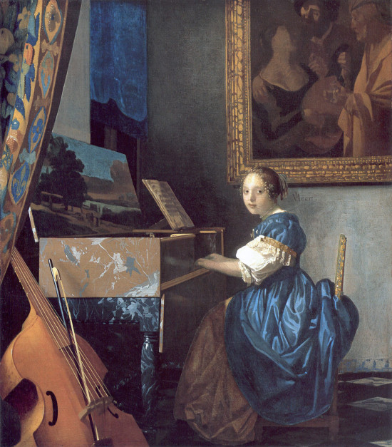Johannes Vermeer van Delft, Młoda kobieta przy klawesynie, malarstwo niderlandzkie, Niezła Sztuka