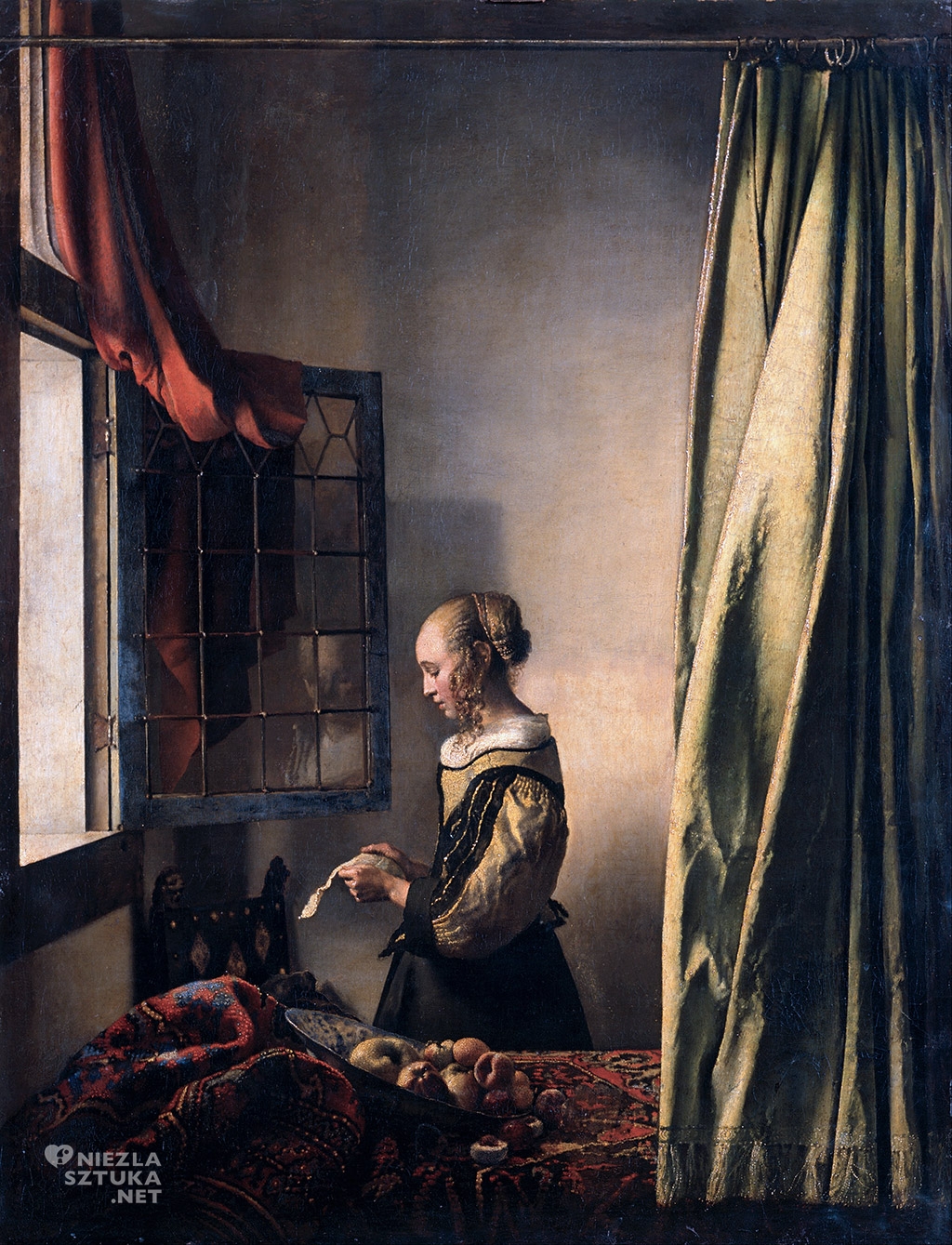 Johannes Vermeer, Dziewczyna czytająca list przy oknie, Kupidyn, Galeria Obrazów Starych Mistrzów, Drezno, Niezła sztuka