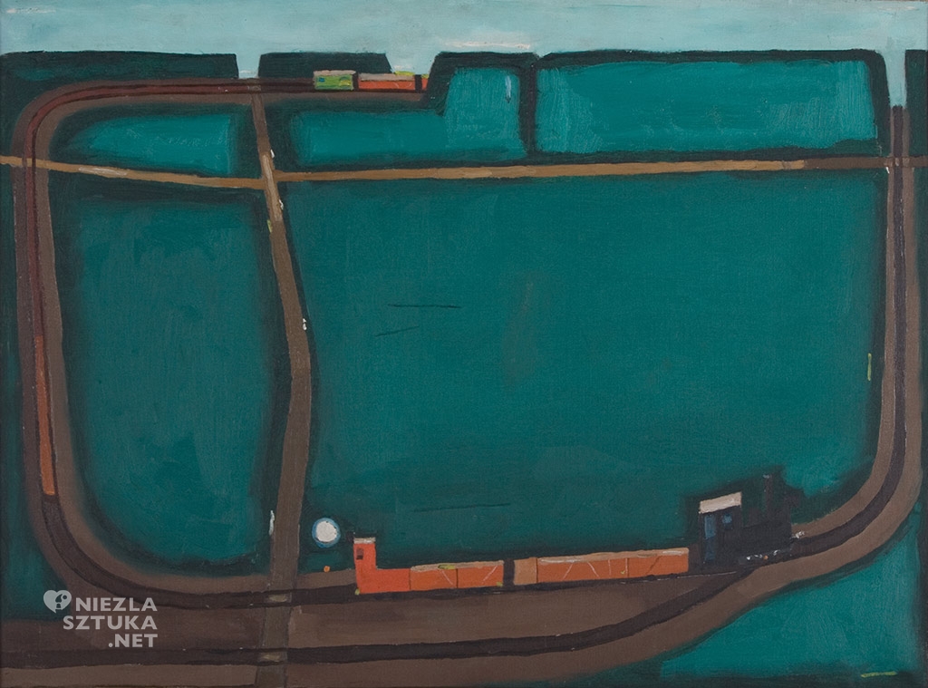 Jerzy Nowosielski, Kolejka wąskotorowa (W górach), malarstwo polskie, sztuka polska, niezła sztuka