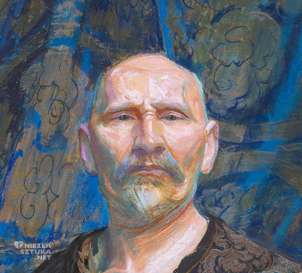 Leon Wyczółkowski, Autoportret w chińskim kaftanie, detal, Orient, sztuka polska, Niezła Sztuka