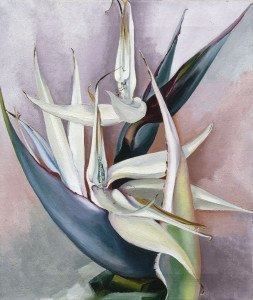 Georgia O'Keeffe, White Bird of Paradise, biały rajski ptak, amerykańska artystka, amerykańska sztuka, kobiety w sztuce, malarka, kwiaty w sztuce, kwiaty w malarstwie, Niezła Sztuka