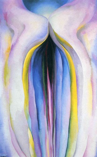 Georgia O'Keeffe, Grey Line With Black, Blue And Yellow, amerykańska artystka, sztuka amerykańska, malarka, kobiety w sztuce, Niezła Sztuka