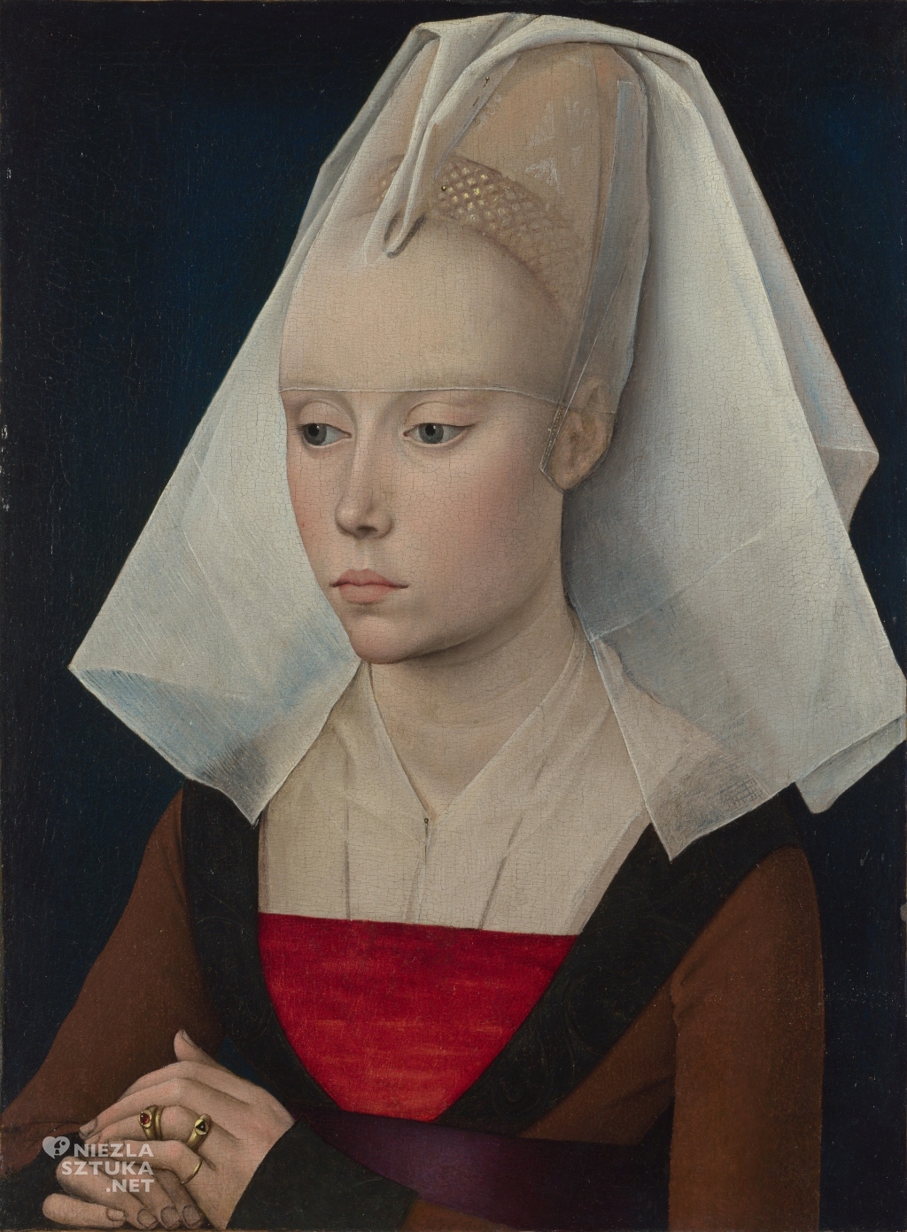 Warsztat Rogiera van der Weydena Portret kobiety | ok. 1460, olej z temperą jajeczną na desce dębowej, 37 x 27.1 cm, National Gallery, Londyn