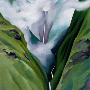 Georgia O'Keeffe, Waterfall No. III Iao Valley, amerykańska artystka, sztuka amerykańska, malarka, wodospad, Niezła Sztuka