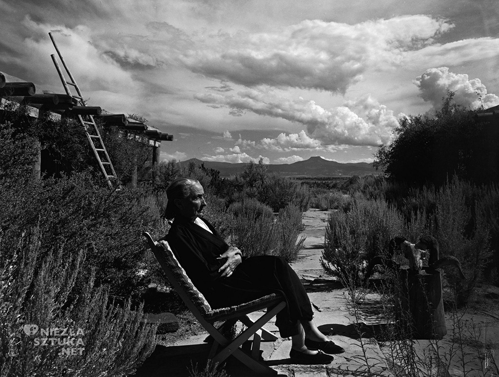 Georgia O'Keeffe w swoim domu w Nowym Meksyku, Arnold Newman, amerykańska artystka, amerykańska sztuka, kobiety w sztuce, malarka, Niezła sztuka