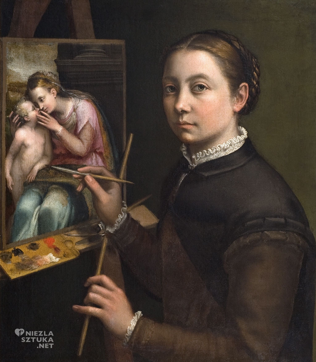 Sofonisba Anguissola, Autoportret przy sztaludze, Muzeum-Zamek, Łańcut, kobiety w sztuce, kobiety malarki. Niezła sztuka
