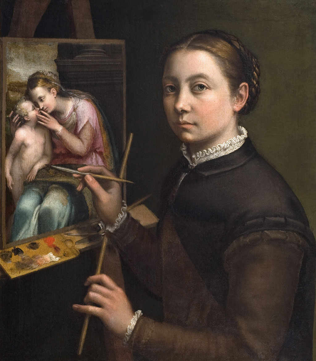 Sofonisba Anguissola, Autoportret przy sztaludze, Muzeum-Zamek, Łańcut, kobiety w sztuce, kobiety malarki. Niezła sztuka