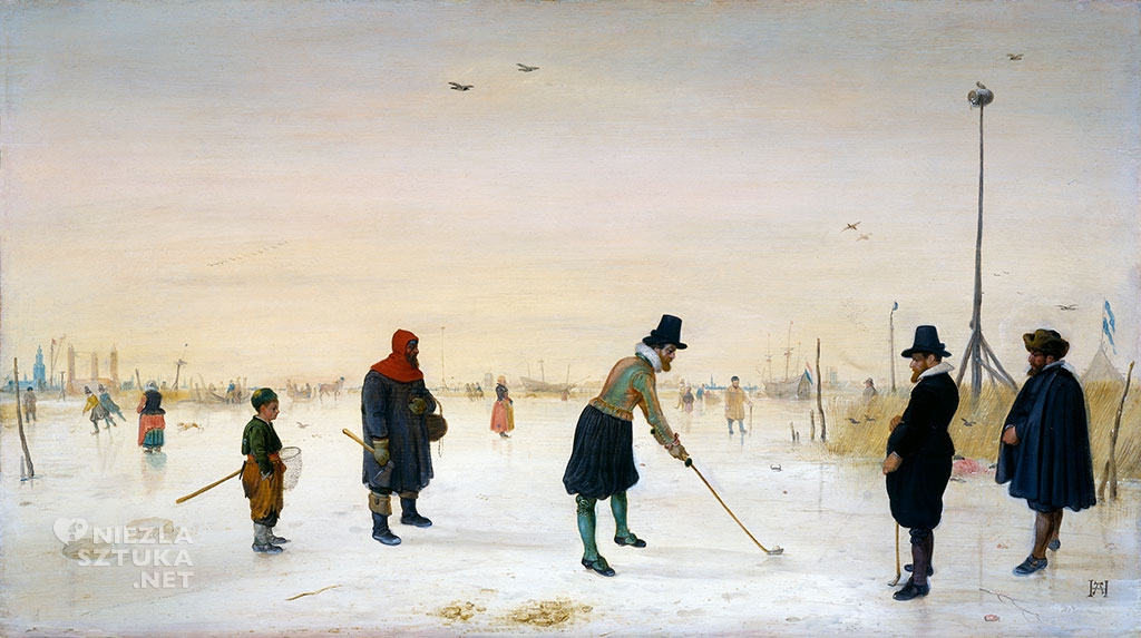 Hendrick Avercamp, kolf, Gracze na lodzie, malarstwo holenderskie, Niezła sztuka