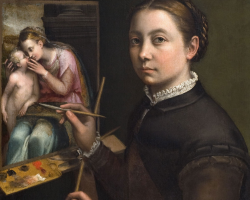 Sofonisba Anguissola, Autoportret przy sztaludze, Muzeum-Zamek, Łańcut, kobiety w sztuce, kobiety malarki. Niezła sztuka