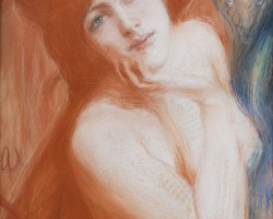 Teodor Axentowicz, Rudowłosa, pastel. portret, kobieta, niezła sztuka