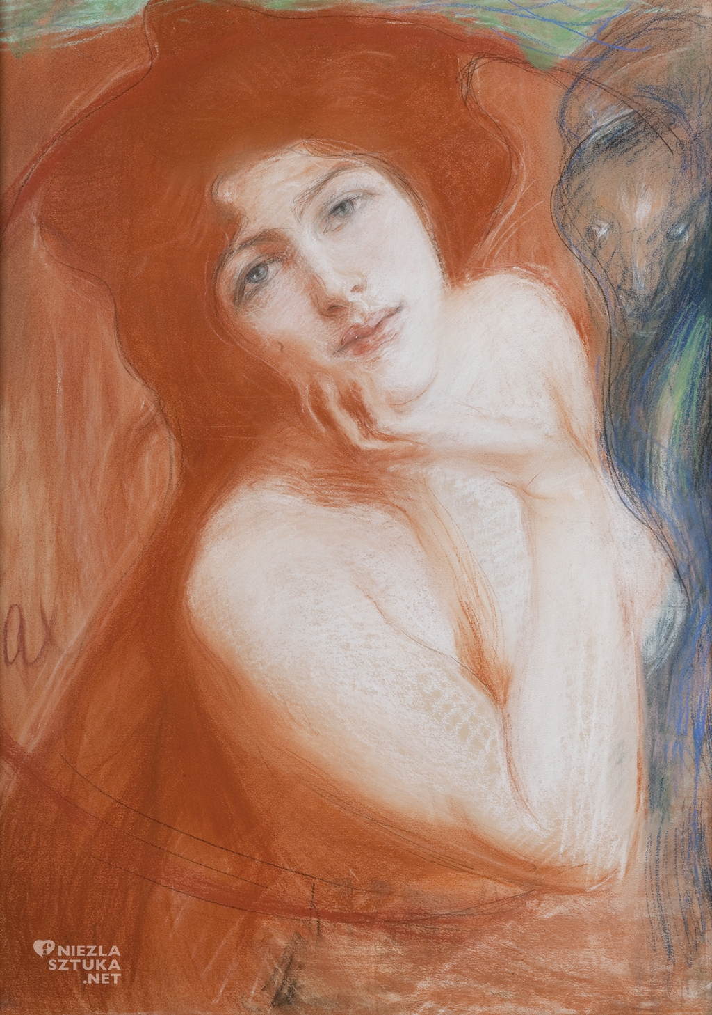 Teodor Axentowicz, Rudowłosa, pastel. portret, kobieta, niezła sztuka