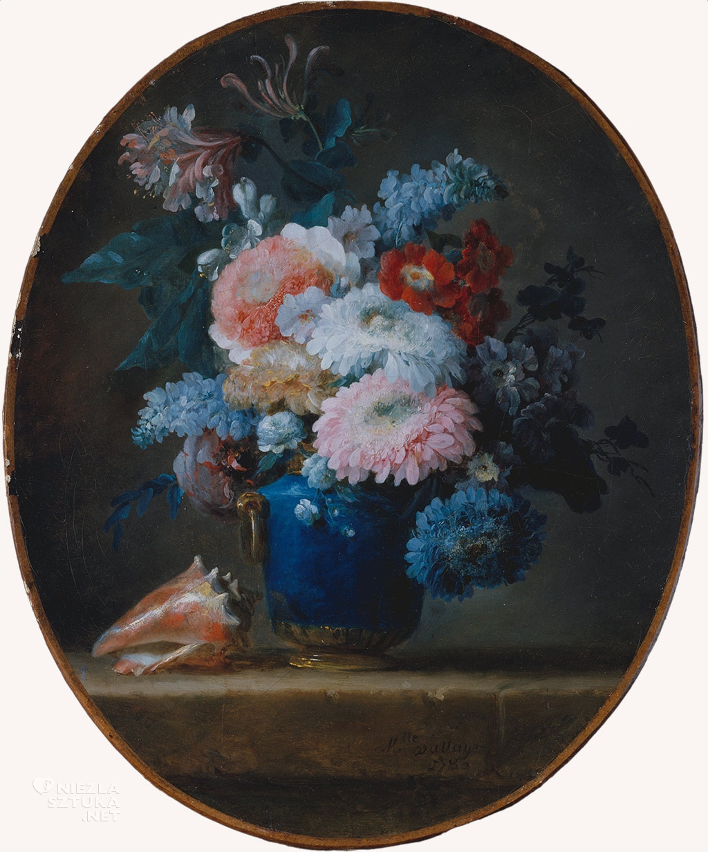 Anne Vallayer-Coster, Waza z kwiatami i muszlą, sztuka francuska, kobiety w sztuce, Niezła Sztuka