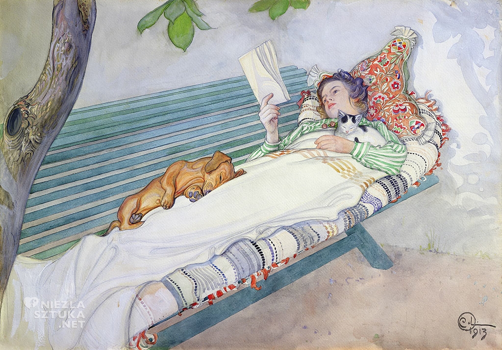 Carl Larsson, Kobieta leżąca na ławce