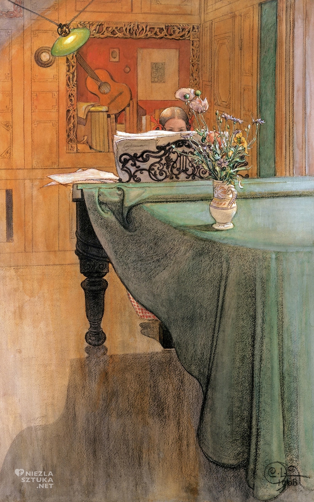 Carl Larsson, Młoda dziewczyna przy fortepianie