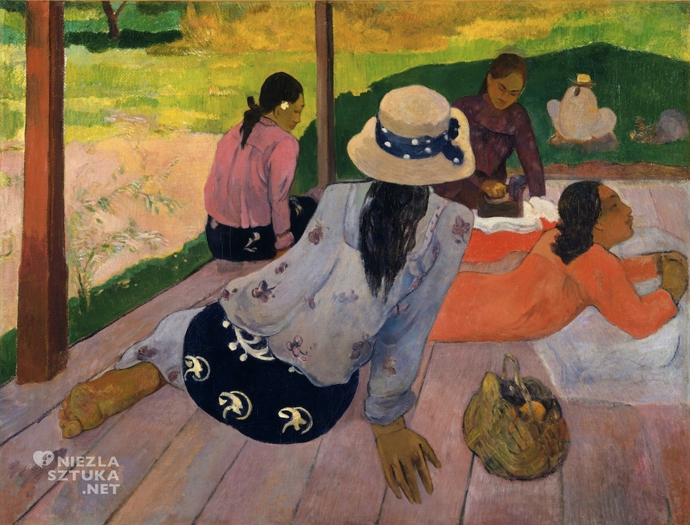 Paul Gauguin, Siesta, Tahiti, egzotyka, malarstwo, Niezła Sztuka