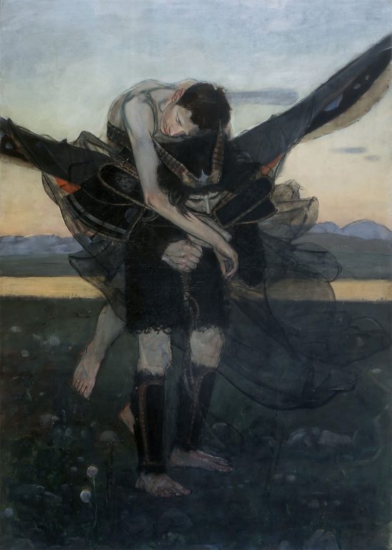 Wlastimil Hofman, Na nowy żywot, (skrzydło tryptyku), 1906, olej, płótno, (200 x 142 cm), Muzeum Śląskie w Katowicach