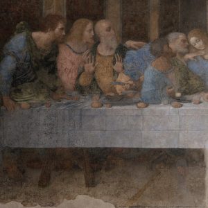 Leonardo da Vinci, Ostatnia wieczerza, sztuka włoska, sztuka renesansowa, sztuka religijna, fresk, olej, tynk, tempera, refektarz, Ludovico Sforza, Jezus z apostołami, detal, niezła sztuka