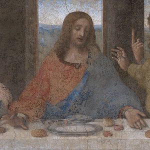 Leonardo da Vinci, Ostatnia wieczerza, sztuka włoska, sztuka renesansowa, sztuka religijna, fresk, olej, tynk, tempera, refektarz, Ludovico Sforza, Jezus z apostołami, detal, niezła sztuka
