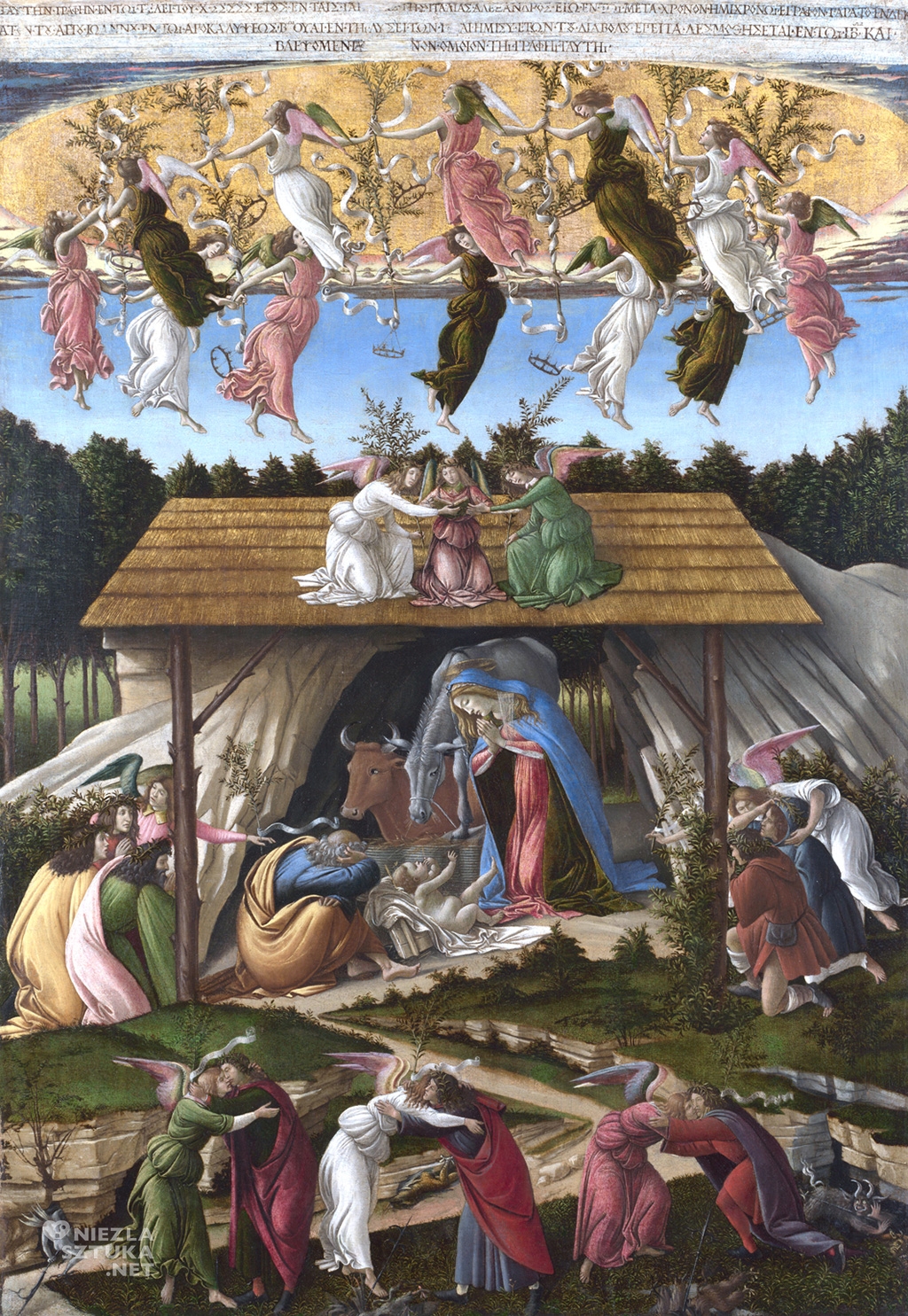 Sandro Botticelli, Mistyczne Narodziny, Boże Narodzenie, sztuka renesansowa, sztuka włoska, Londyn, niezła sztuka