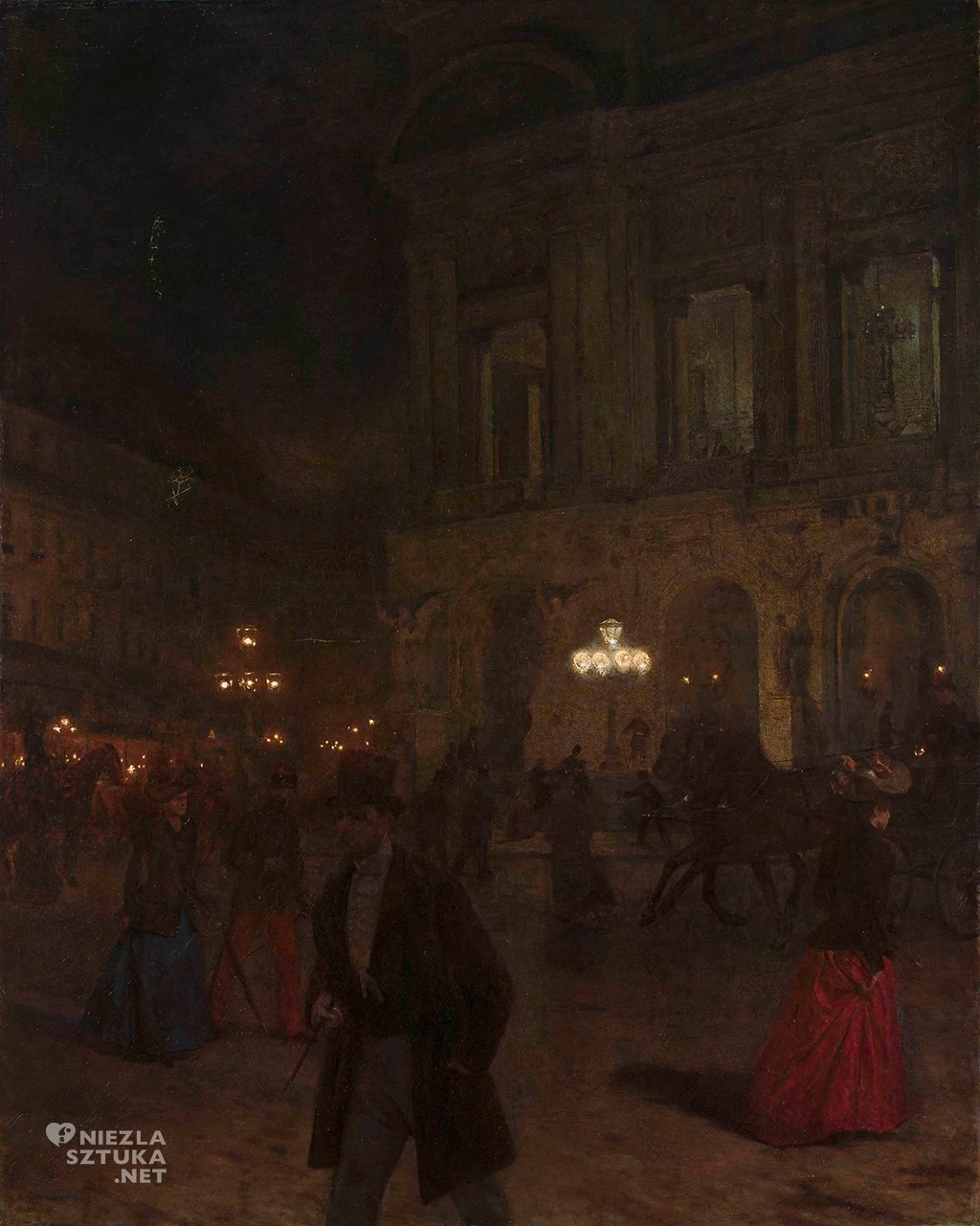Aleksander Gierymski, Opera paryska w nocy, nokturn, Paryż, Muzeum Narodowe w Warszawie, polska sztuka, Niezła sztuka