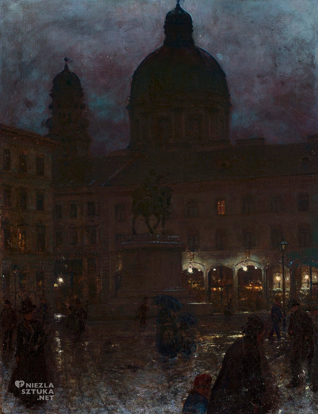 Aleksander Gierymski, Plac Wittelsbachów, Monachium, nokturn, Muzeum Narodowe w Warszawie, polska sztuka, Niezła sztuka