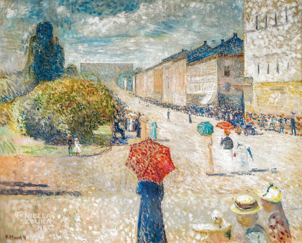 Edvard Munch, Wiosenny dzień na Karl Johans gate, malatrswo, Niezła Sztuka