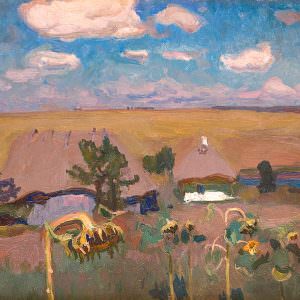 Jan Stanisławski, Słoneczniki - Popówka na Ukrainie, pejzaż, sztuka polska, malarstwo polskie, Niezła Sztuka