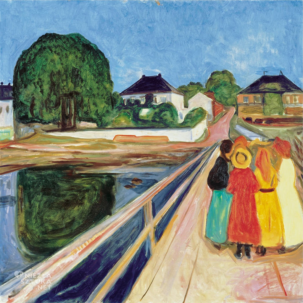 Edvard Munch, Dziewczynki na moście, malarstwo, artyści norwescy, malarstwo norweskie, Niezła Sztuka