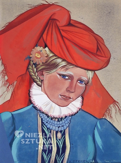 Zofia Stryjeńska, Kobieta w czerwonym zawoju na głowie, sztuka polska, kobiety w sztuce, niezła sztuka