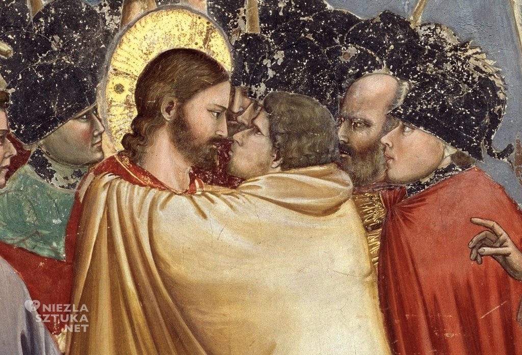 Giotto, Pocałunek Judasza,  fresk z kaplicy Scrovegnich, niezła sztuka