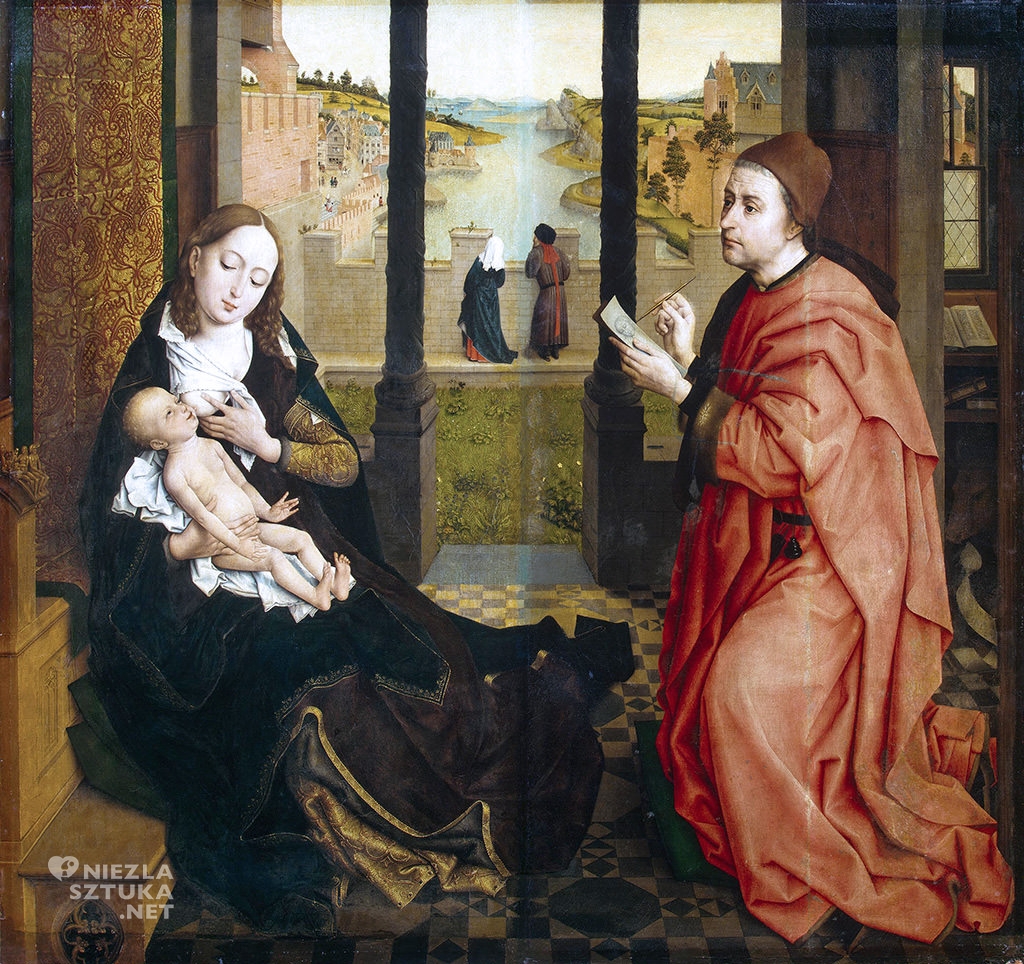 Rogier van der Weyden Św. Łukasz rysujący portret Madonny, portret, sztuka renesansowa, niezła sztuka