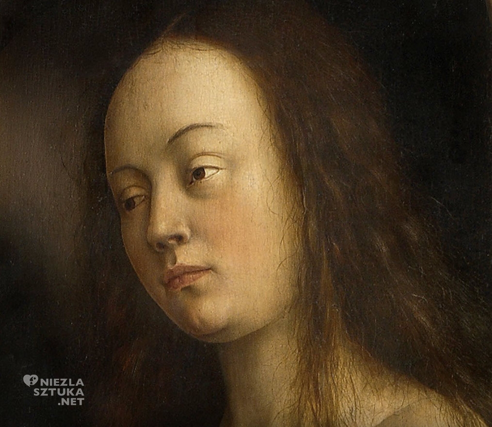 Ewa // Hubert i Jana van Eyck Ołtarz Gandawski, poliptyk tablicowy, 350 × 500 cm, Katedra Świętego Bawona, Gandawa